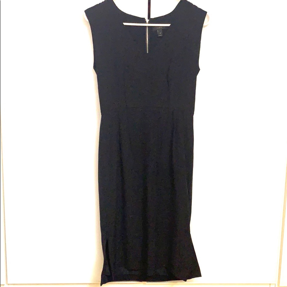 J Crew Black sleeveless silk formal midi dress